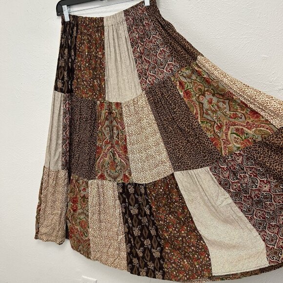 Lucia Lukken Broomstick Broom Skirt M Floral Boho Vintage 90s Patchwork Prairie - Picture 6 of 10